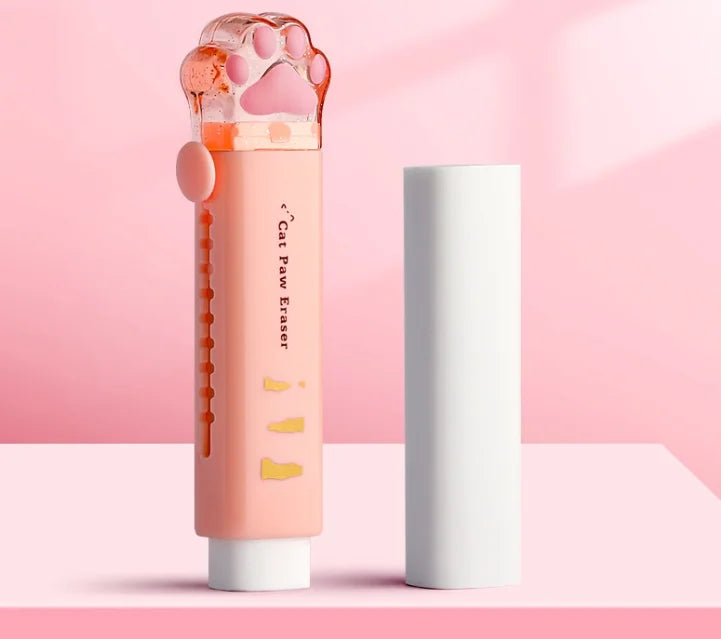 Eraser with retractable push-pull design, creative cartoon cat claw shape, student-specific stationery, portable eraser
