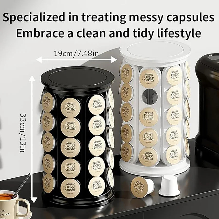 K Cups Pods Carousel Holder 360° Rotating K Cup Storage Organizer Stand Compatible with 40 Keurig Kcup Pods Coffee Pod Storage