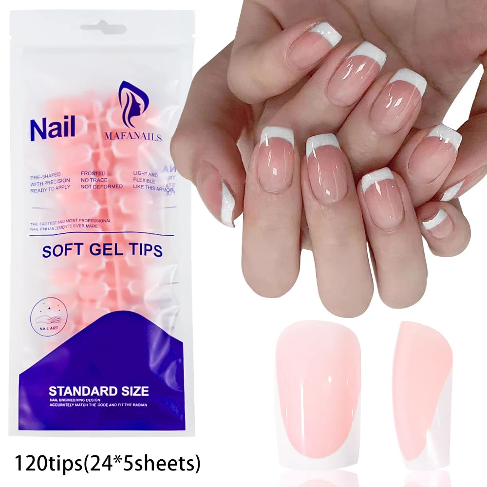 120pcs Short Square False Toe Nail Tips Pink French Soft Gel Press On Toenails White Edge Fake Toe nails Full Cover Toe Nail Tip