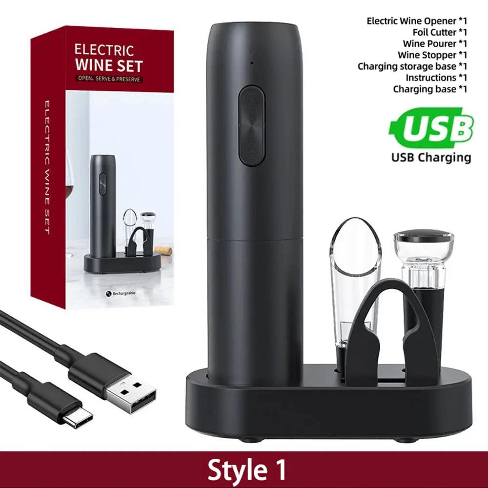 Electric Wine Opener USB Rechargeable Automatic Large Battery Powered Effortless Bottle Opener For Kitchen BarTools Party Gift