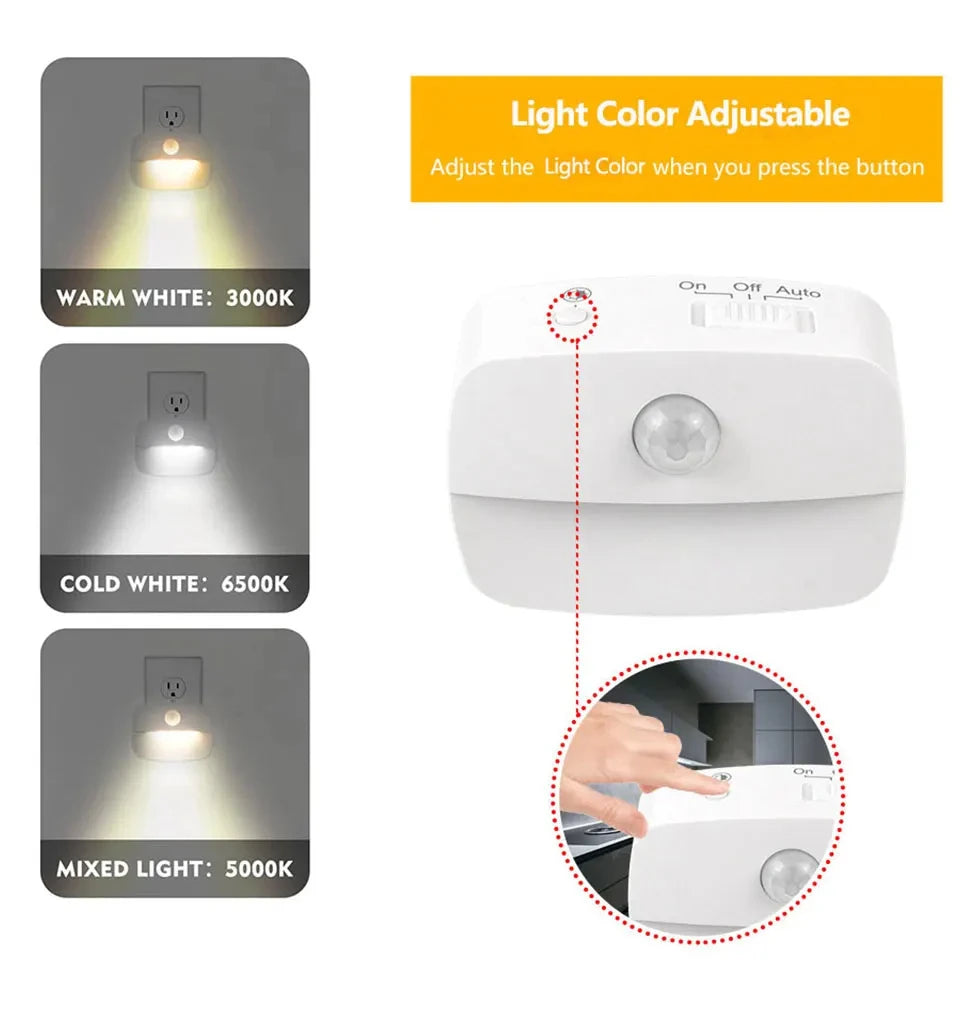 LED Night Light EU US Plug In Smart Motion Sensor Light 220V Wall Lamp For Home Aisle Hallway Stair Kitchen Bedroom Night Lamp