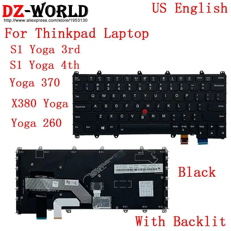 US English GR GK KR ARA TH HB IL KZ RU TW Backlit Keyboard For Lenovo Thinkpad S1 4th X380 Yoga 370 260 Laptop 01AV675 01AV688