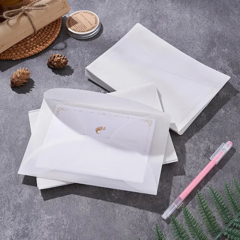 50Pcs/Pack Simple Semi-Transparent Vellum Paper Envelopes Matte Frosted for Postcards Greeting Cards Wedding Invitations