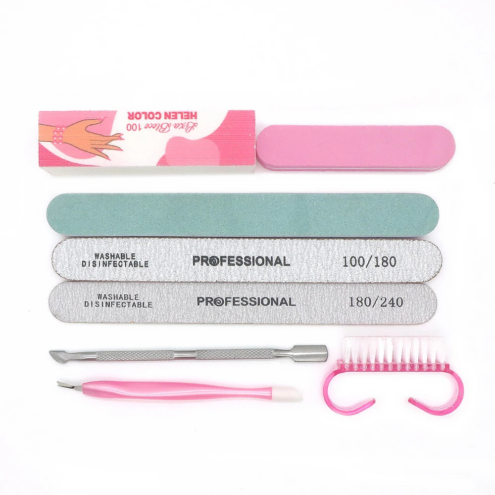 8pcs/Set Nail Manicure Care Tool Kit Nail Buffer Professional Nail Files Brush Manicure Pedicure UV Gel Nails Polish Art Tools