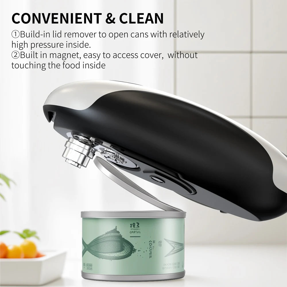 Compact Automatic Electric Can Opener One Touch Portable Kitchen Tool for Jar & Bottle Easy Storage Can Opener Rechargeable