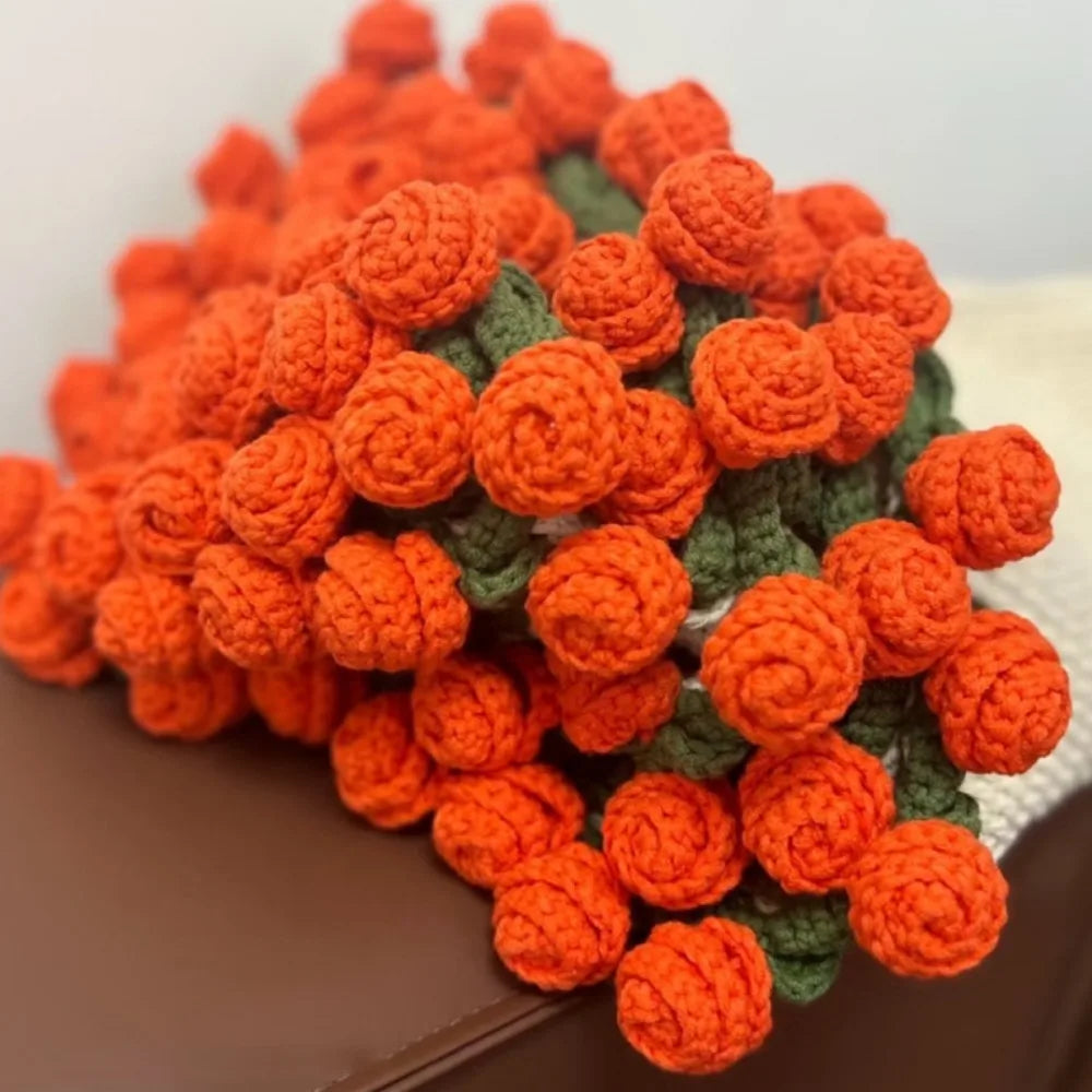 Creative Crochet Rose Bouquet Blanket Fashion Finished Rose Nap Blanket Soft Flower Hugging Blanket Valentine's Day Blanket