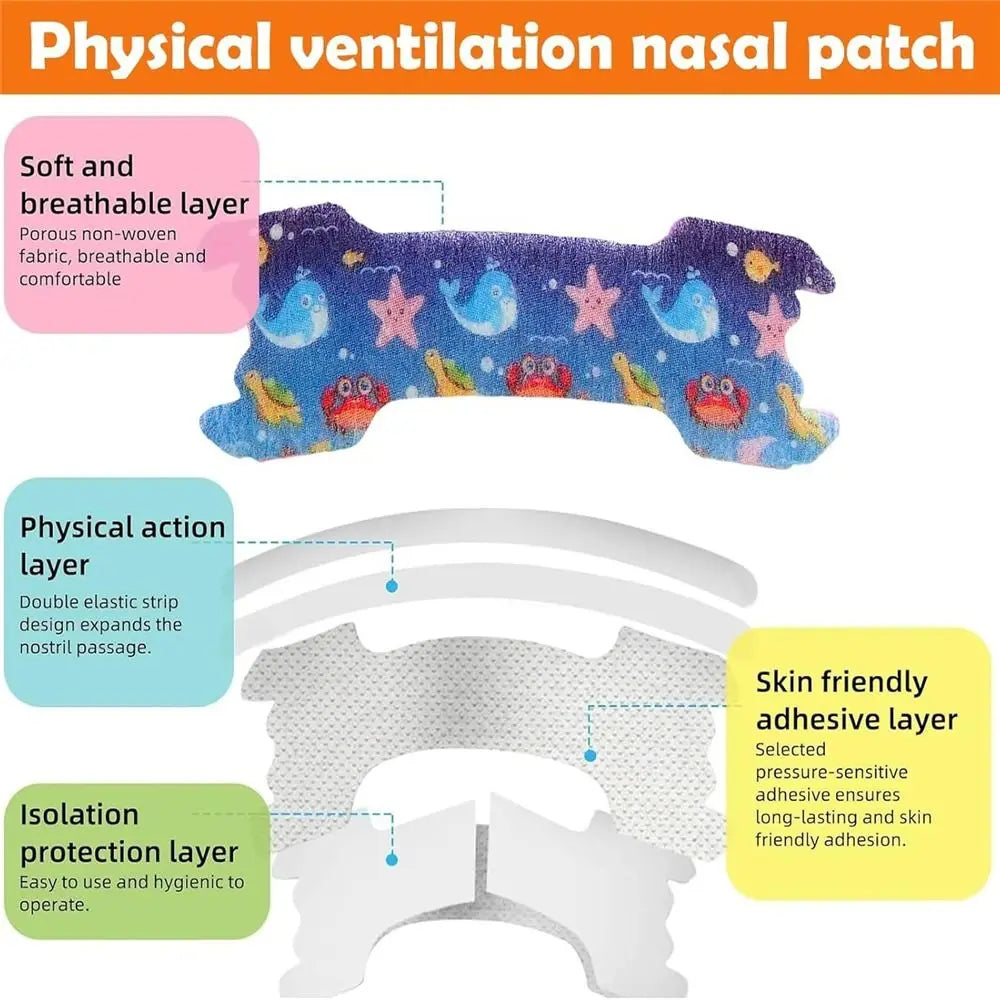 10pcs Nose Tape Cartoon Kids Nasal Strips 44x14mm/55x17mm Breathable Kids Breathing Strips Breathing Snoring Strips Boy Gril