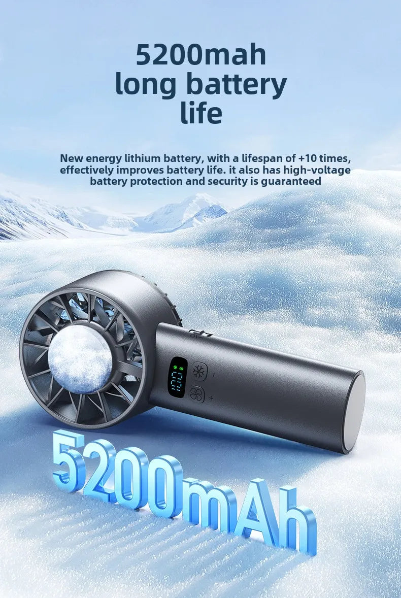 Ice compress high-speed cooling fan handheld fans USB Rechargeable portable mini fan Folding style for Travel,Camping,Outdoor