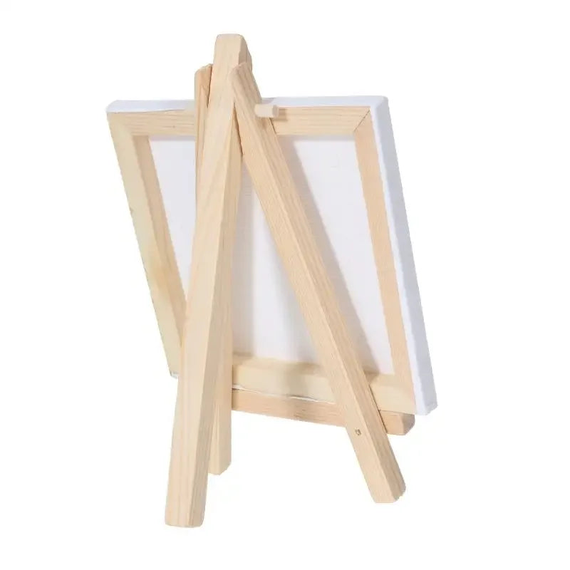 12pcs Artists 5 Inch Mini Easel +3 Inch X3 Inch Mini Canvas Set Painting Kids Craft DIY Drawing Small Table Easel for School