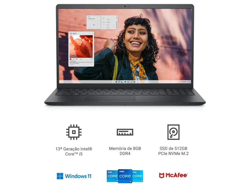Notebook Dell Inspiron 15 I15-I1300-A30P Intel Core i5 8GB RAM 512GB SSD 15.6 Full HD Windows 11 210-BNGC
