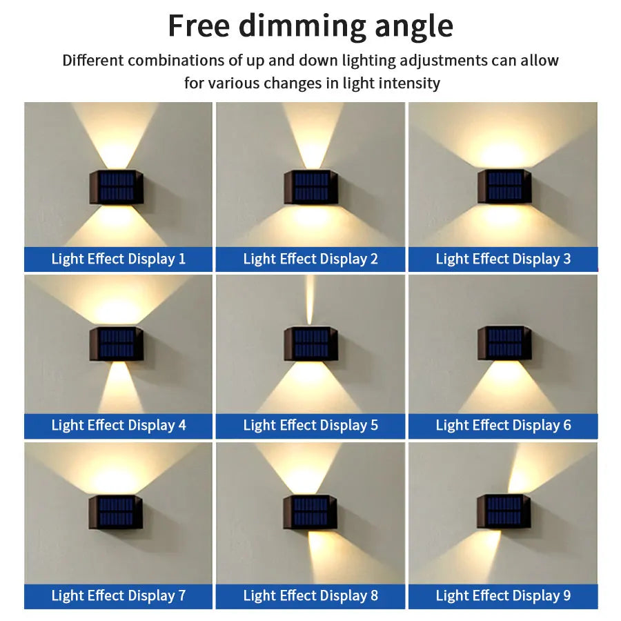 LED Outdoor Solar Lights Up And Down Lighting Wall Lamp Garden Decor Outdoor Solar Spotlights Solar Powered Sunlight Wall Sconce