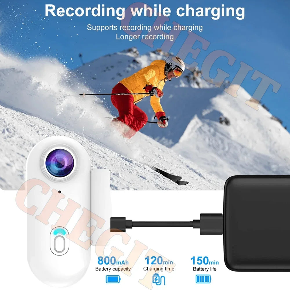 4K FHD POV Collar Cam Small Sports Camera Magnetic Necklace Pets Camcorder Mini Wireless WiFi H88 Bodycam Recording Vlog Selfie