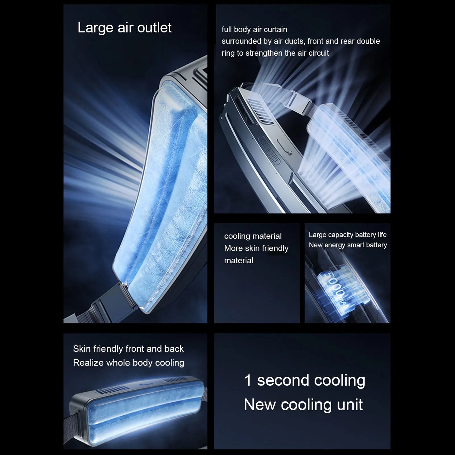 Travel Fan Wearable Waist Fan Multifunctional 3 Speeds Adjustable Ice Compress Efficient Wide Angles Belt Fan for Outdoor Sports