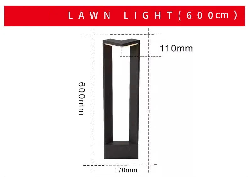 LED 12W Outdoor Landscape Path Lights Black IP65 Waterproof Lawn Post Light Fixture for Lawn Patio Courtyard Driveway Decoration
