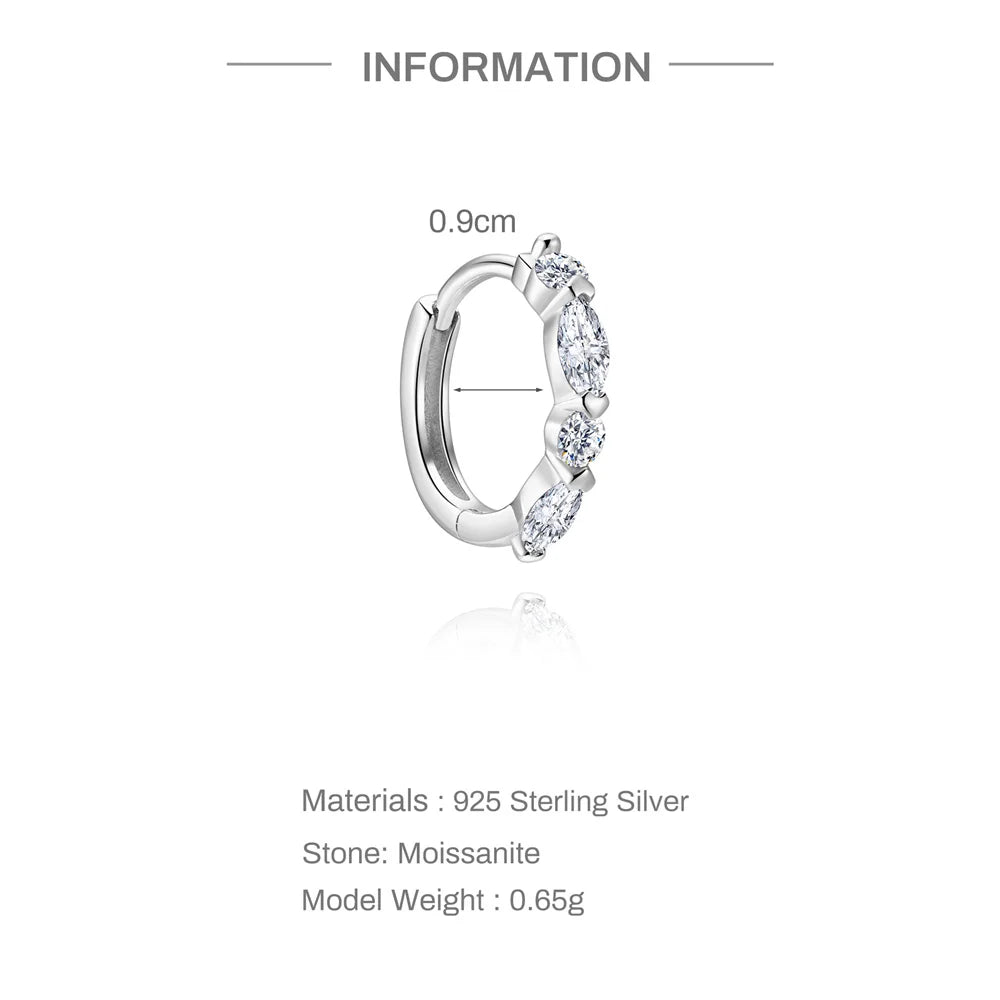 CANNER 1PC Moissanite Spherical Vertical Eight-pointed Star Piercing Earrings 925 Sterling Silver Jewelry Valentine's Day Gift