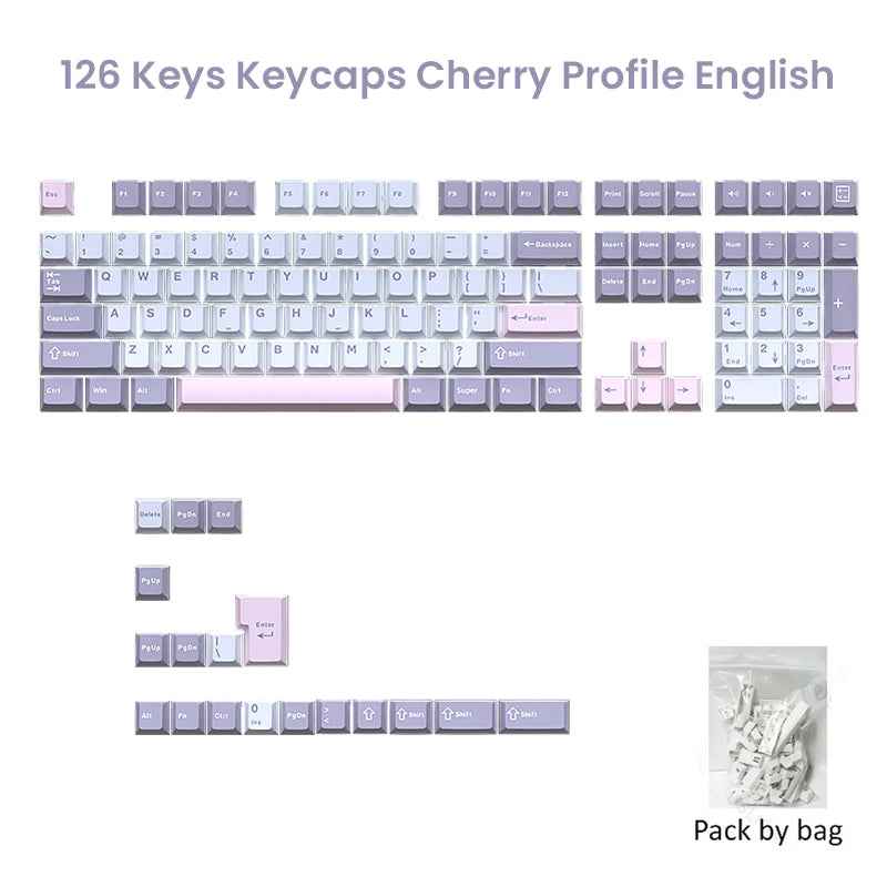 USLION 126 Keys Cherry Profile Keycaps ISO Layout Minimalist PBT Key Caps for Gaming Mechanical Keyboard GMK87 GMK67 AULA 75