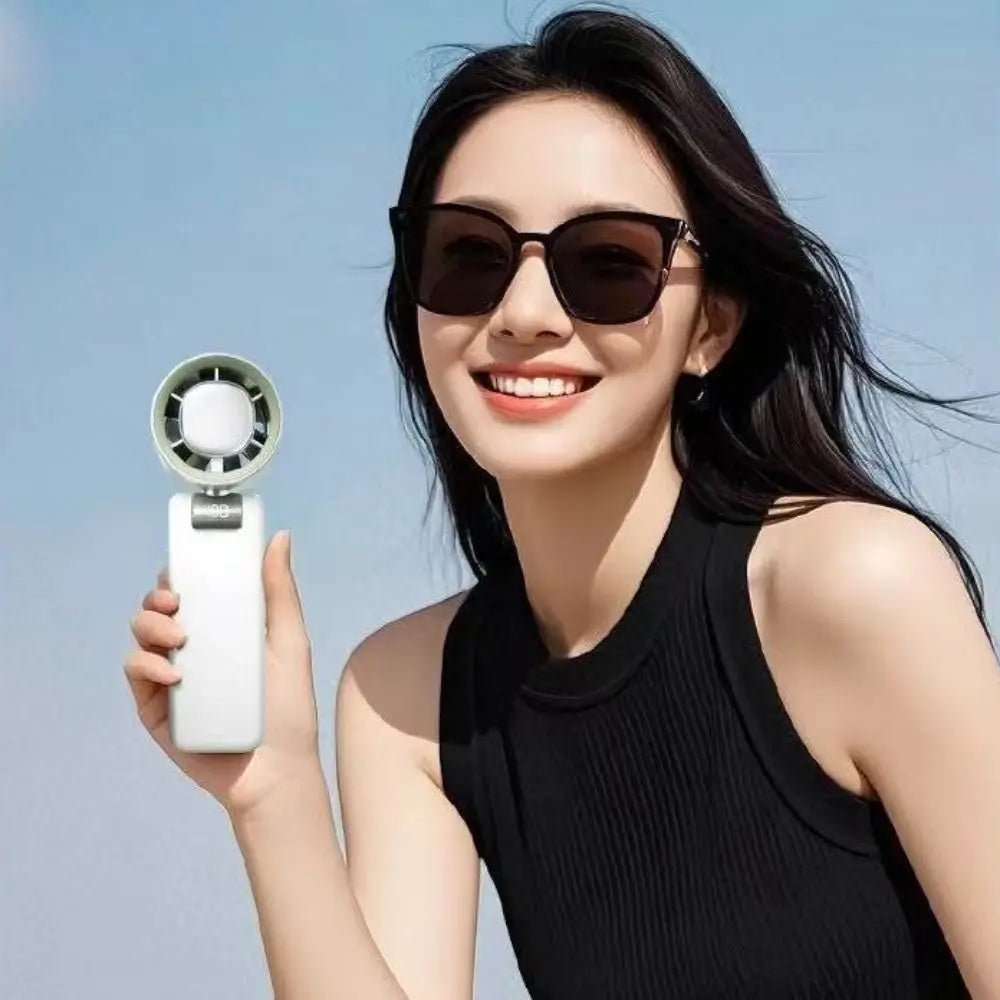 Travel Portable Small USB Charging Fan LED Digital Display Stand Turbo Fan Convenient Compact Mini Hand Fan Lash Supplies