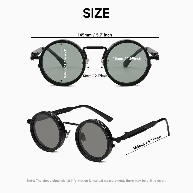 ND Dimming Glasses Polarized Sunglasses Men Women Round Retro Punk Driving Eyeglasses Outdoor Shades UV400 Adjustable Eyewear