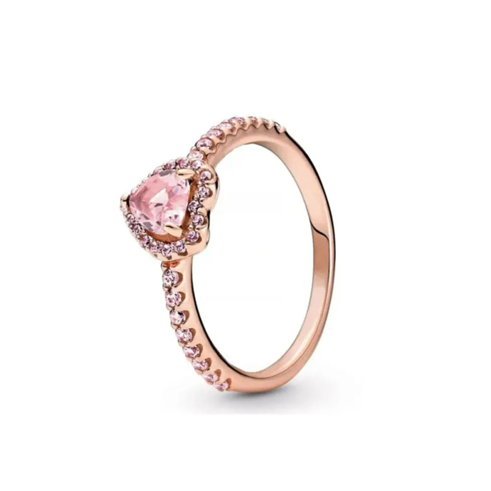 Hot Sale 925 Sterling Silver Red Pink Blue Green Heart Stone Snowflake Daisy Ring Trinkets Rings Wedding Fashion  Jewelry Women