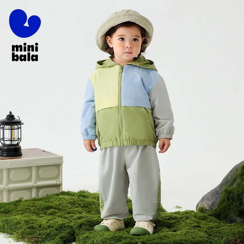 Mini Bala Unisex Kids Outdoor Long Sleeve Set 2025 New Full Comfortable Hooded Top-and-Long Trousers