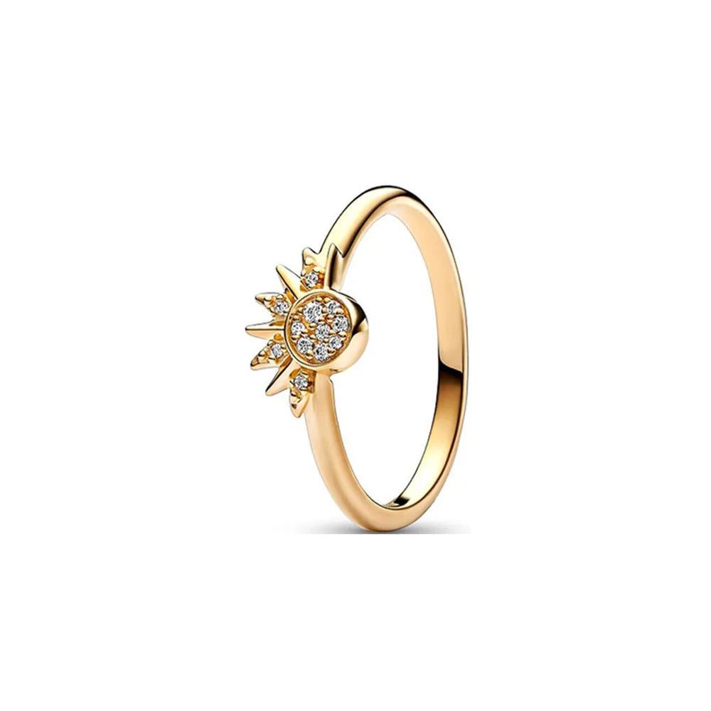 Hot Sale 925 Sterling Silver Red Pink Blue Green Heart Stone Snowflake Daisy Ring Trinkets Rings Wedding Fashion  Jewelry Women