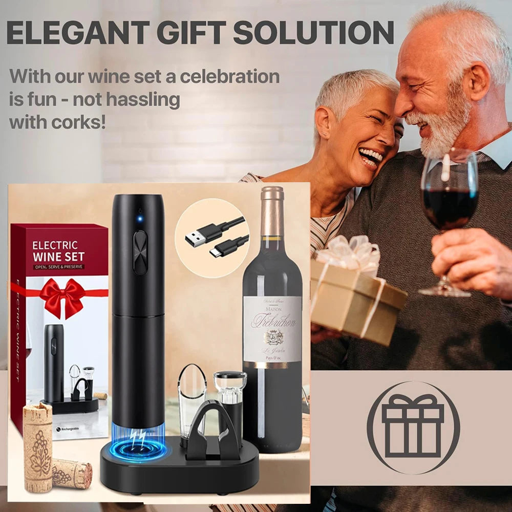 Electric Wine Opener USB Rechargeable Automatic Large Battery Powered Effortless Bottle Opener For Kitchen BarTools Party Gift