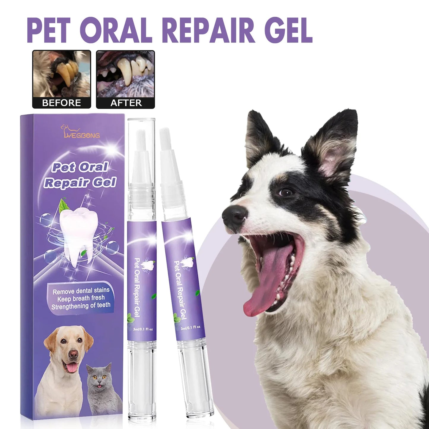 Pet Oral Repair Gel Puppy Tartar Removal Odor Eliminator Whiten Cats Dogs Teeth Stain Remover Gum Care Pet Teeth Cleaning Gel