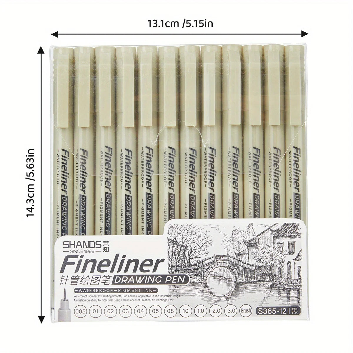 1pcs Black Fineliner Micron Pen 005-3.0mm Waterproof Pigment Ink for Manga Sketching Technical Drawing