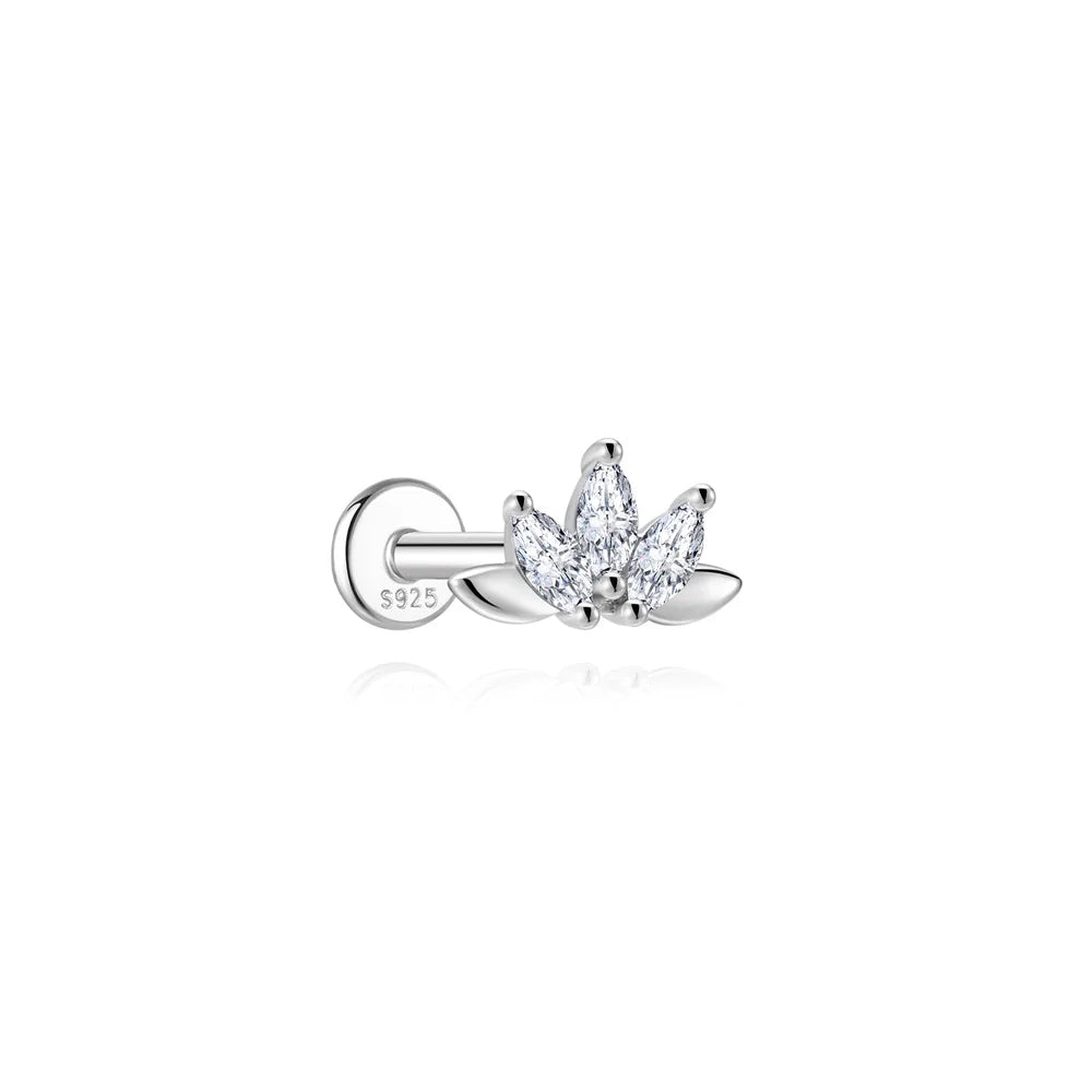 CANNER 1PC Moissanite Spherical Vertical Eight-pointed Star Piercing Earrings 925 Sterling Silver Jewelry Valentine's Day Gift