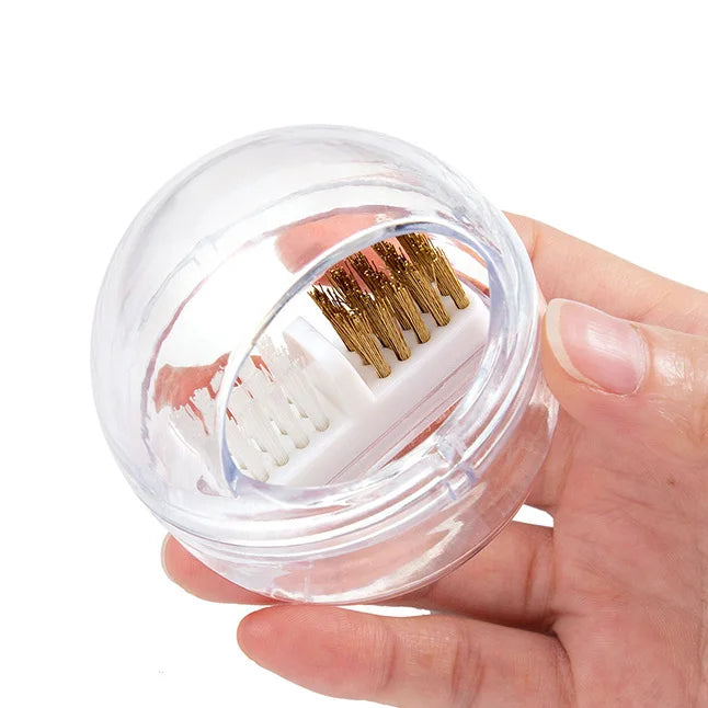 Electric Nail Drill Bits Cleaning Brush with Dustproof Box Portable Manicure Cutter Cleanser Copper Wire Brush Clean Tools