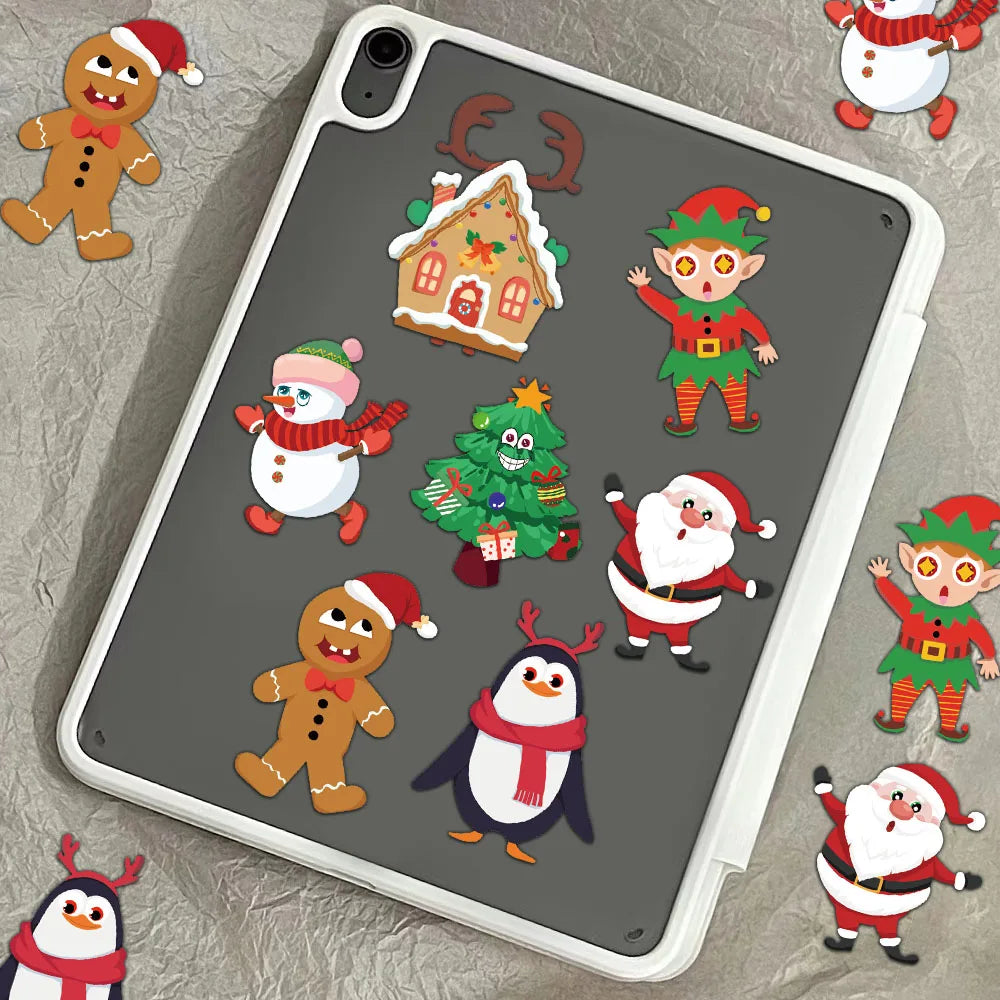 8PCS Creative Christmas Face Changing Series Stickers, Account Materials, Skateboarding Notebook Gooka Stickers
