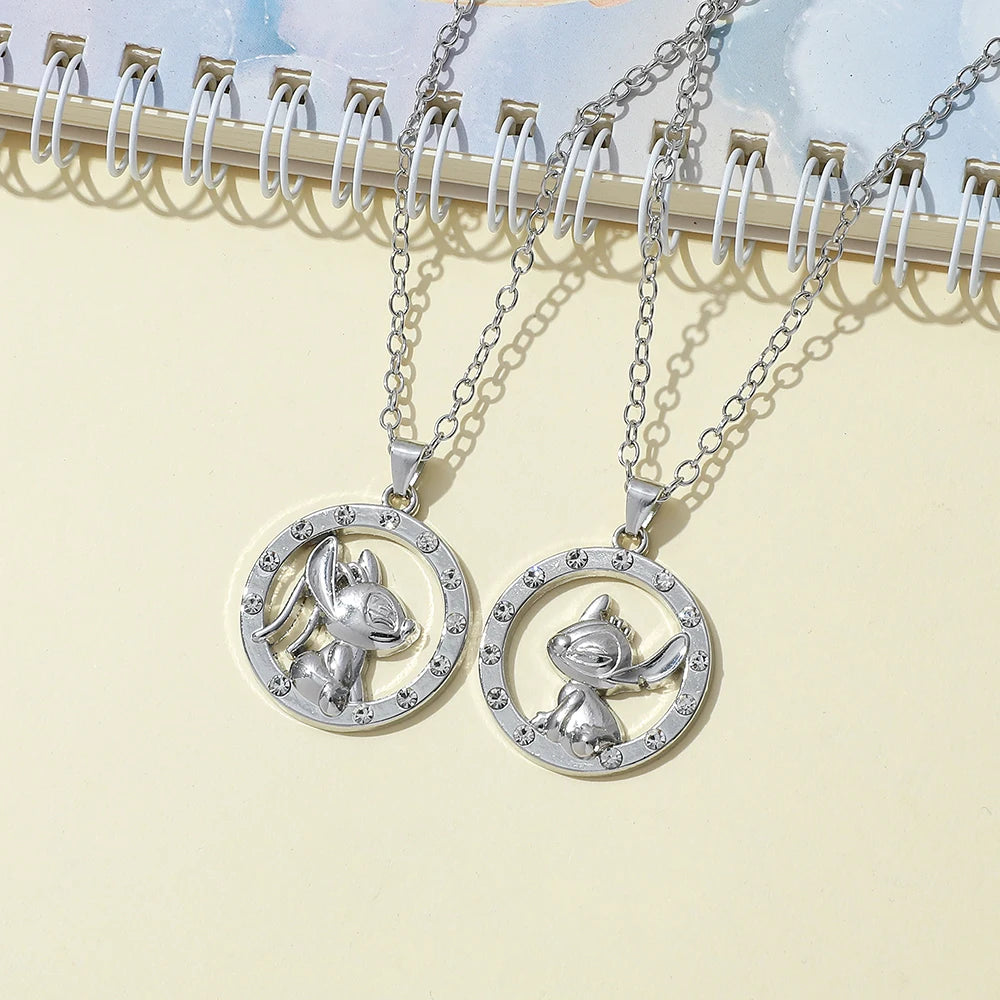 Antique Silver Stitch Angel Pendant Necklace Fashion Jewelry Shining CZ Stones for Anniversary Party Valentine's Day Gift