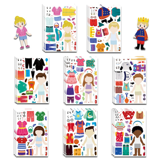 8PCS Cartoon Cute Children Dress Up Collage Scrapbook Collage Material Skateboard/Guitar/Stationery/Diary Waterproof Decorative