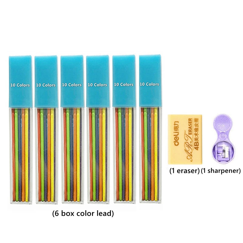 2.0 mm Mechanical Pencils Set 2B Automatic Student Pencils with Sharpener Color Pencil Leads School Pens Kawaii Cute Stationery