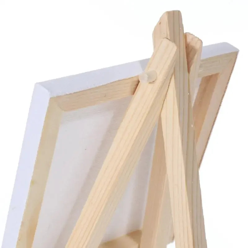 12pcs Artists 5 Inch Mini Easel +3 Inch X3 Inch Mini Canvas Set Painting Kids Craft DIY Drawing Small Table Easel for School