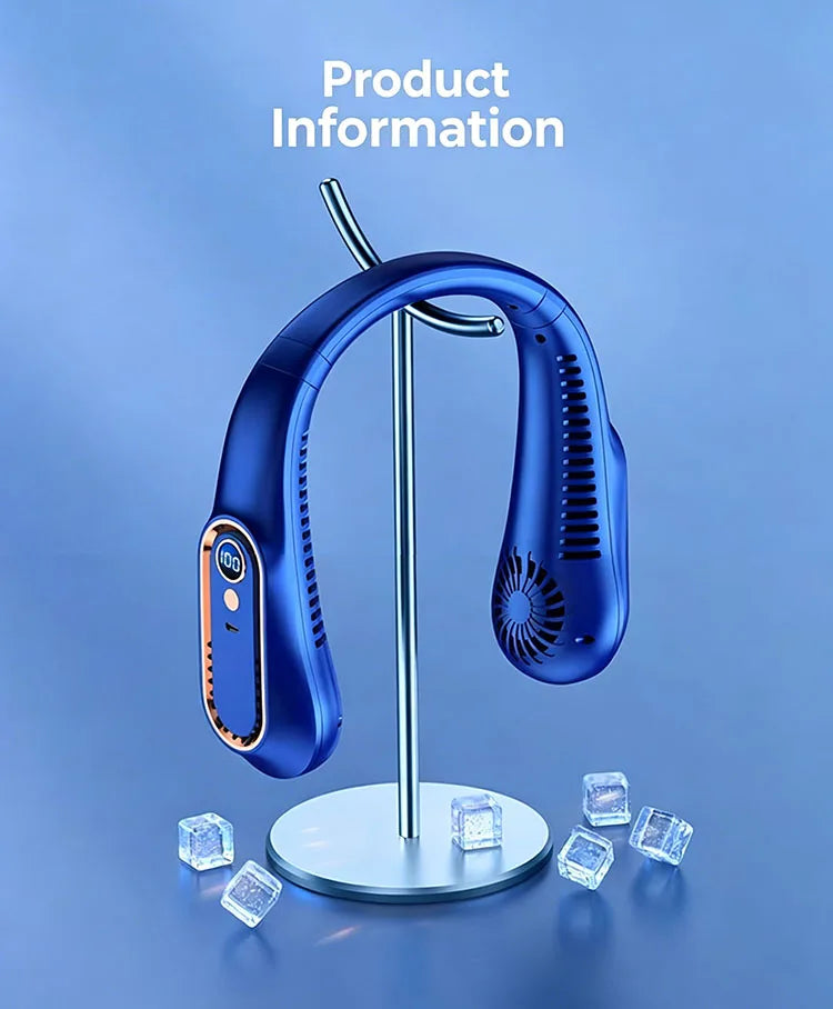 5 Speeds Neck Fan, LED Display, 360° Airflow, Quiet Portable USB Wearable Fan for Travel Office Home