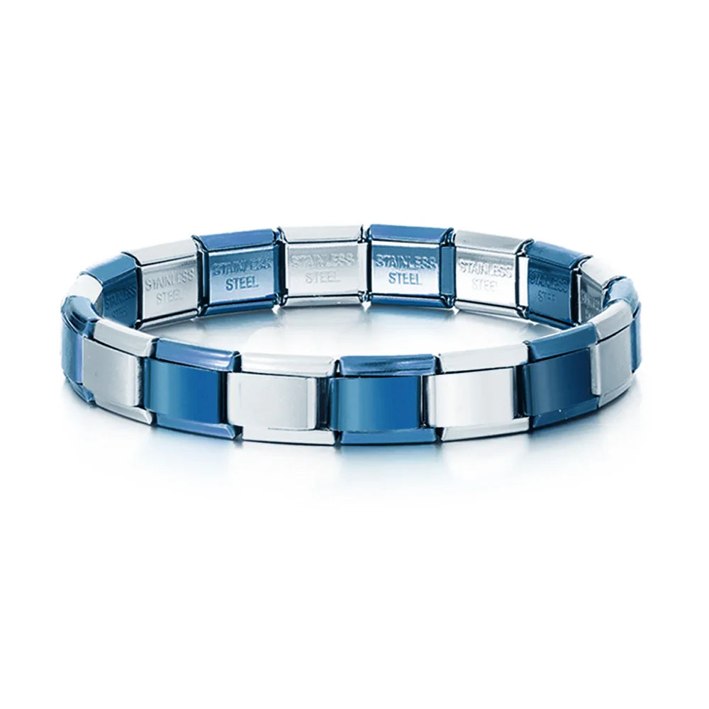 2025 Trendy 9mm Width Italian Charm Link Elastic Bracelet Fashion Stainless Steel Bangle Chain on Hand Factory DIY Making
