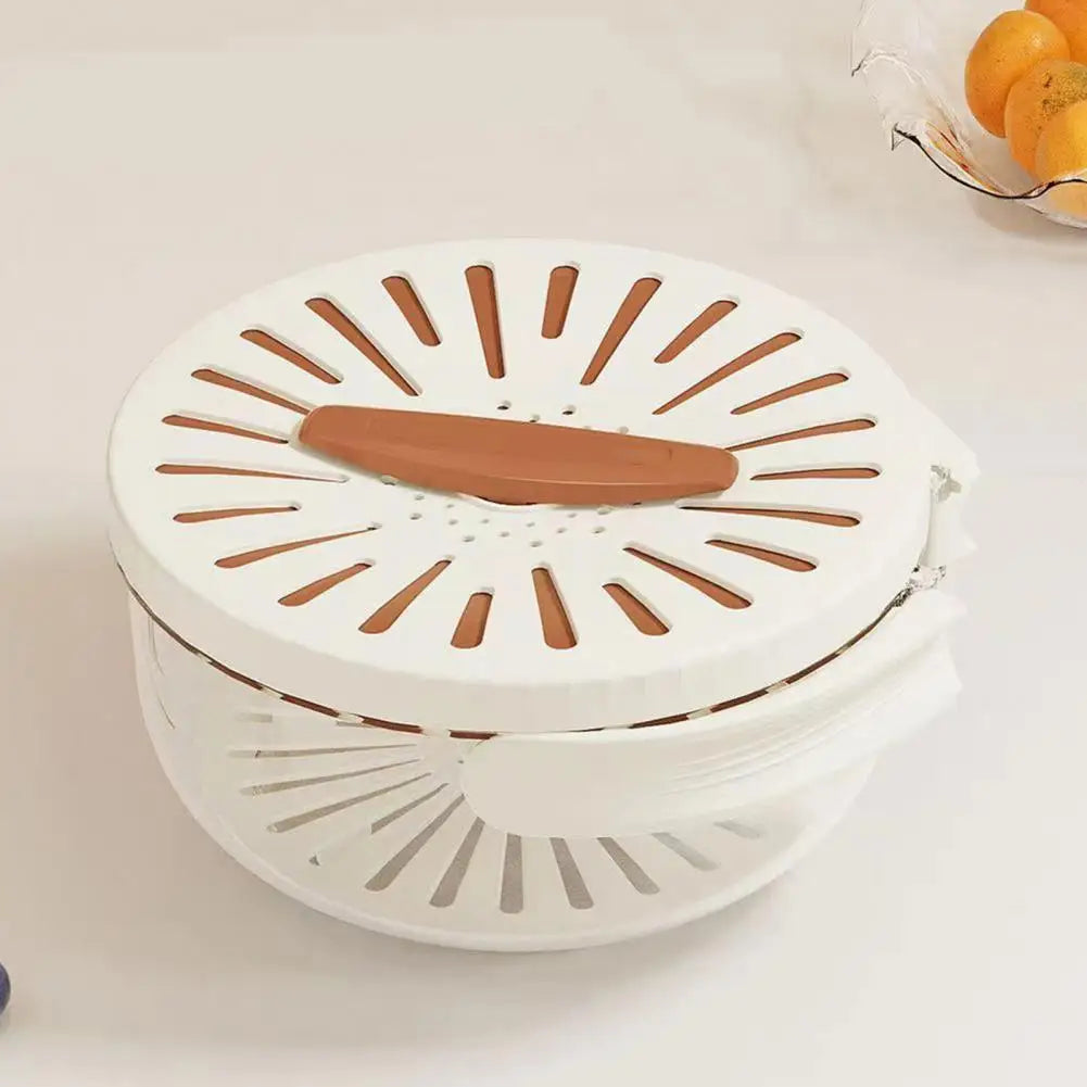 Food Grade Double-Layer Draining Bowl, Fruit Strainer, Colander Bowl with Lid Handle, Bpa Free for Efficient