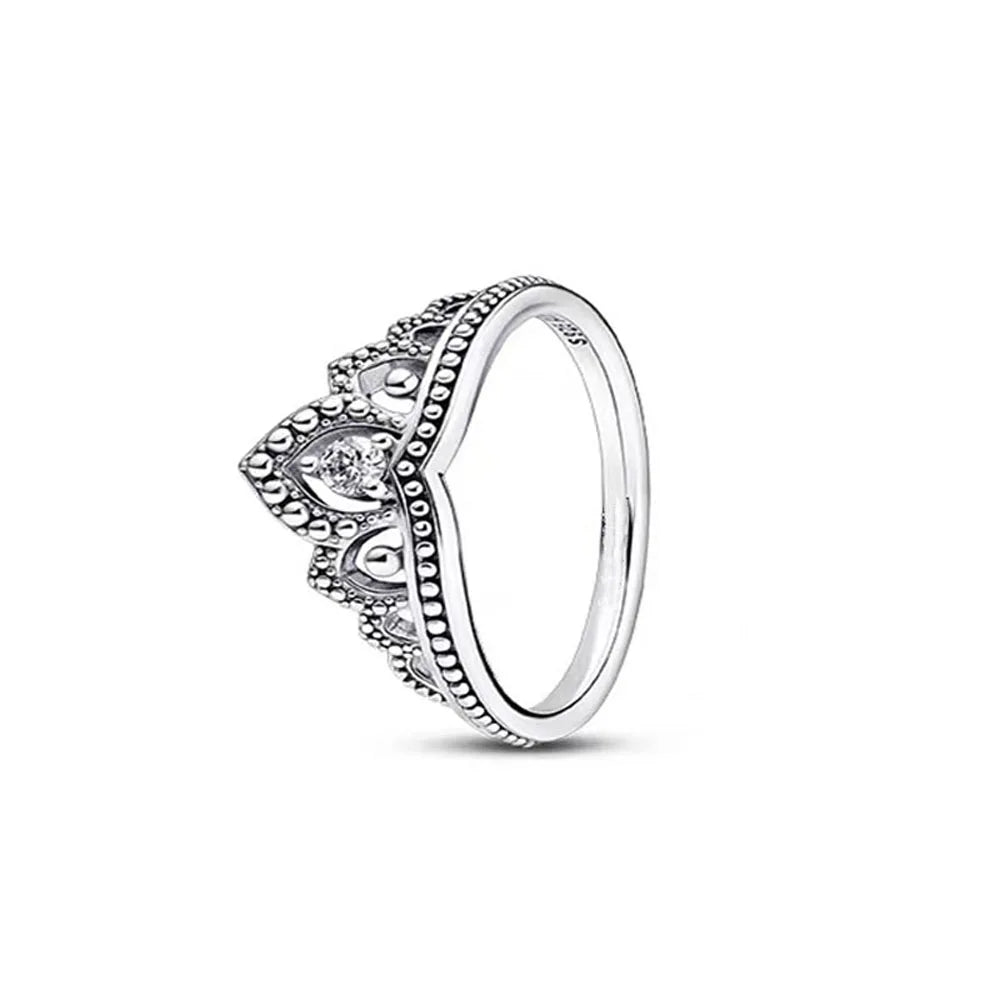 Hot Sale 925 Sterling Silver Red Pink Blue Green Heart Stone Snowflake Daisy Ring Trinkets Rings Wedding Fashion  Jewelry Women