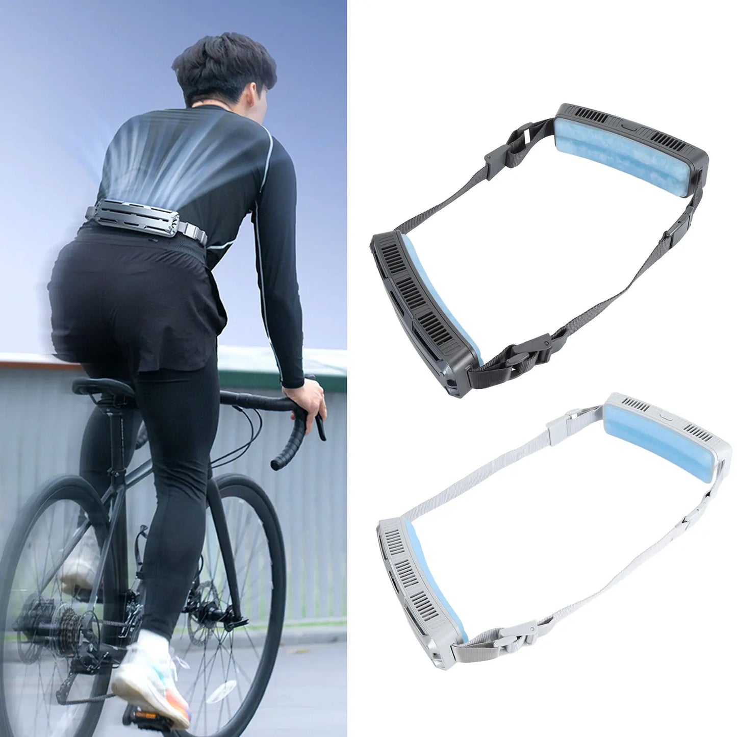 Travel Fan Wearable Waist Fan Multifunctional 3 Speeds Adjustable Ice Compress Efficient Wide Angles Belt Fan for Outdoor Sports