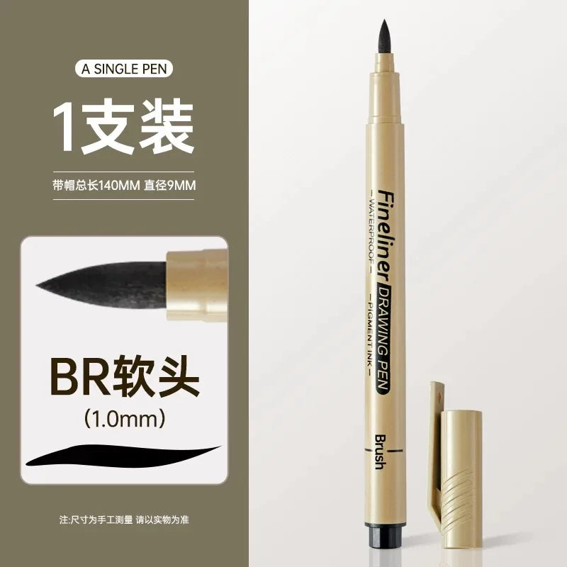 1pcs Black Fineliner Micron Pen 005-3.0mm Waterproof Pigment Ink for Manga Sketching Technical Drawing