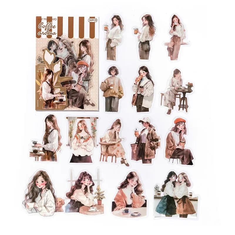 30pcs/pack Cute Cartoon Stickers DIY Scrapbooking Collage Junk Journal Creative Stationery Craft  Stickers
