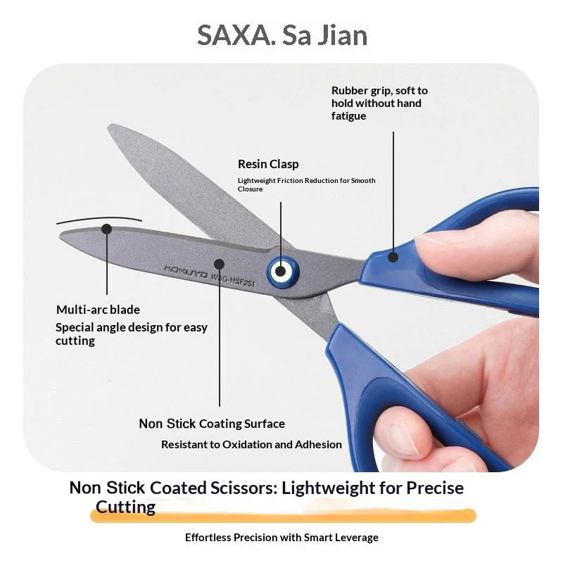 Japan KOKUYO SAXA Safety Scissors,Portable Titanium Coated Non-stick Blunt Tip Multi-Purpose Scissors for Home,Kids Craft&Office