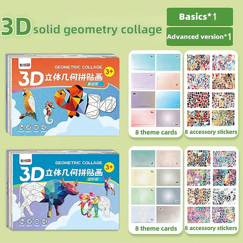 3D Animal Jigsaw Puzzle Stickers DIY Handmade Creative Collage Art Set With Self-Adhesive Paper Back To School Gifts Educational