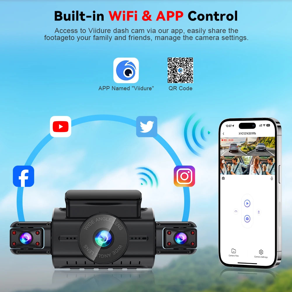  Dashcam for cars 4 Channel Black Box WiFi Driving Camera FHD 1080P Night Vision Loop Recording 24H Parking Mode car accessorie