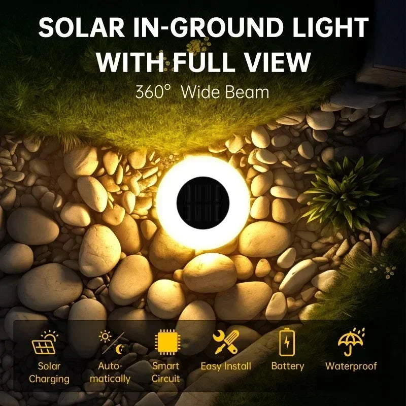 Waterproof Solar Garden Lights Outdoor Use Landscape Lighting for Driveway Lawn Walkway Base Light Solar Powered Garden Decor