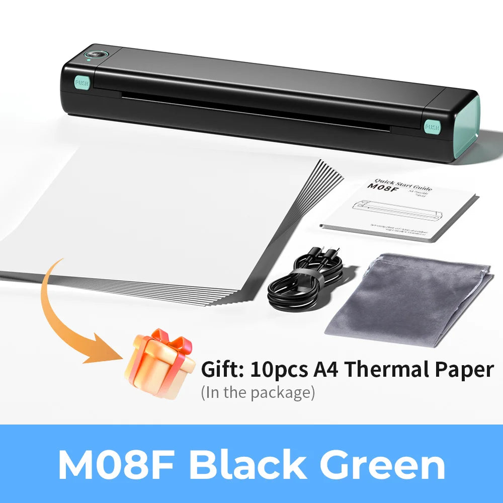 Phomemo M08F A4 Portable Thermal Printer 8.26"x11.69" A4 Thermal Paper Wireless Mobile Travel Printer Android iOS Laptop Printer