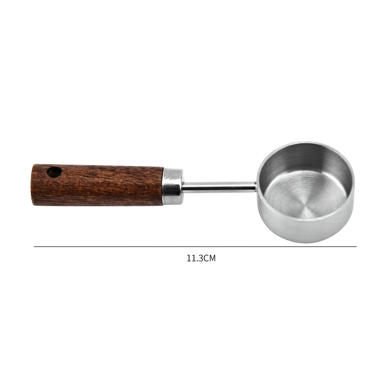 15ml Stainless Steel Measuring Spoon Tablespoon Coffee Scoop Wood Handle Sugar Powder Coffee Bean Measure Spoon Kitchen Tools