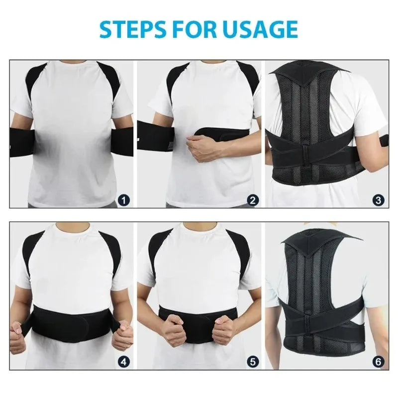 1 Reinforced Belt Lumbar Column Posture Corrector Vest Adjustable Back Support Strap Shoulder Spine Brace Neck Stretcher Trainer