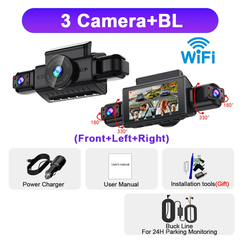  Dashcam for cars 4 Channel Black Box WiFi Driving Camera FHD 1080P Night Vision Loop Recording 24H Parking Mode car accessorie